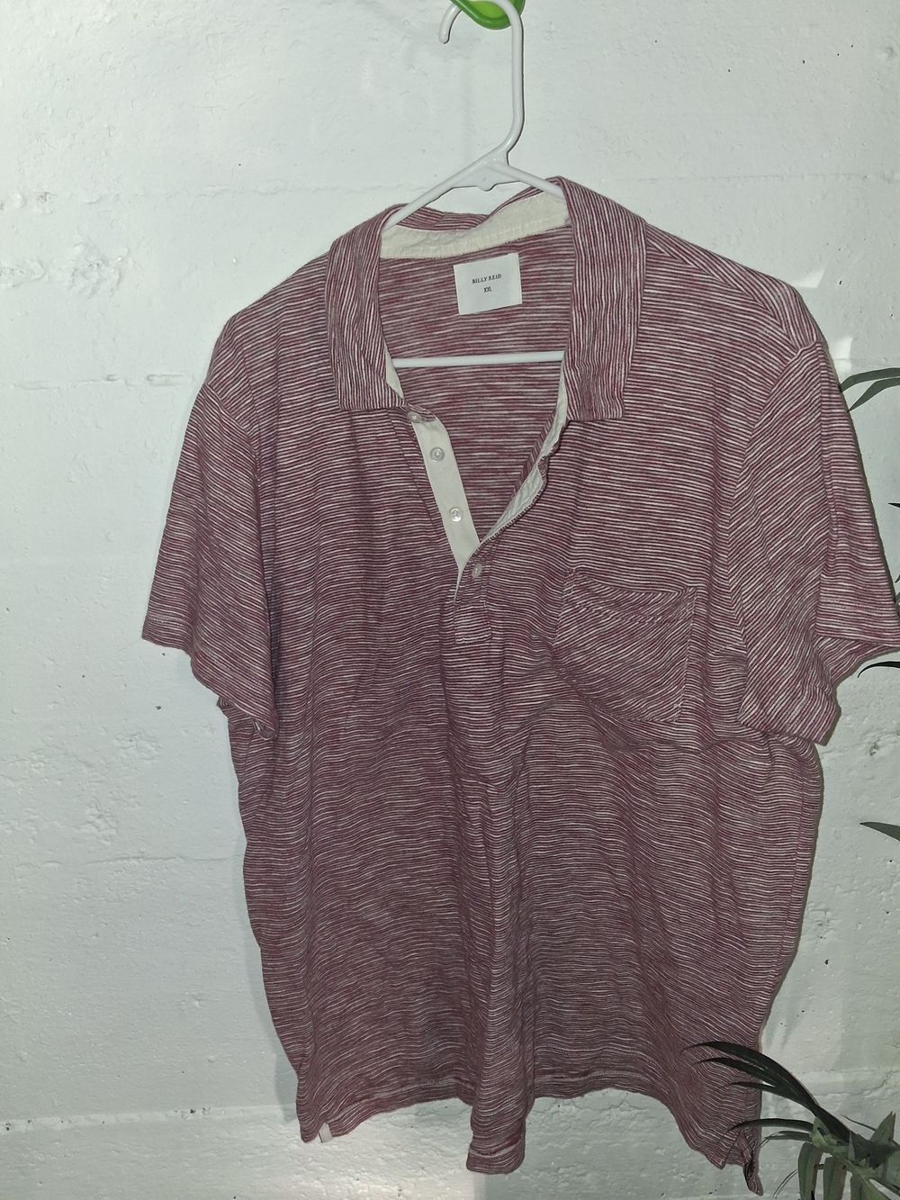 Billy Reid Burgundy Striped Polo Shirt